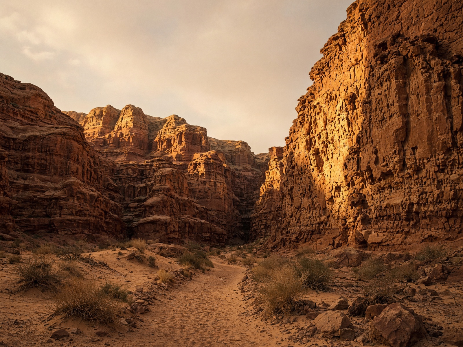 Cañón de arenisca al atardecer